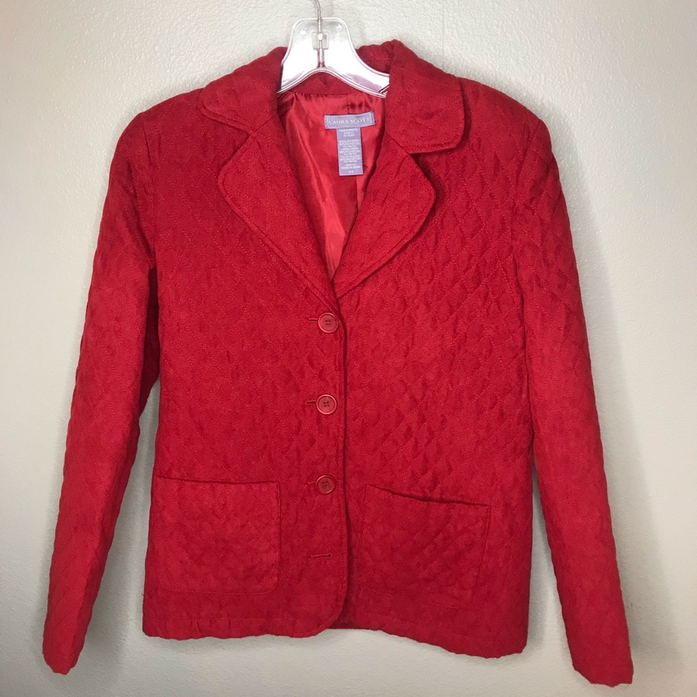 Small Laura Scott Red Quilted Blazer
